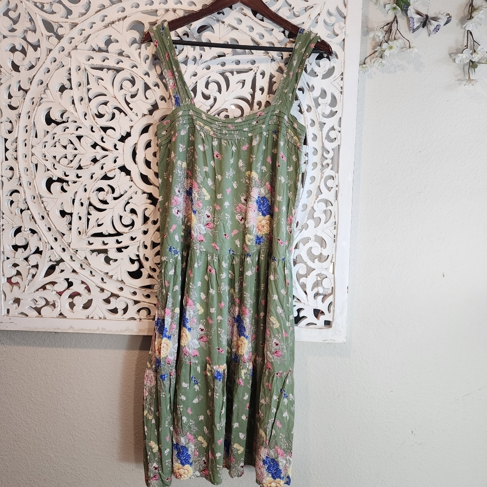 AUGUSTE THE LABEL OLIVE FLORAL MIDI DRESS, SLEEVELESS, BACK BOTTON OPEN SIZE 2 - Picture 4 of 12